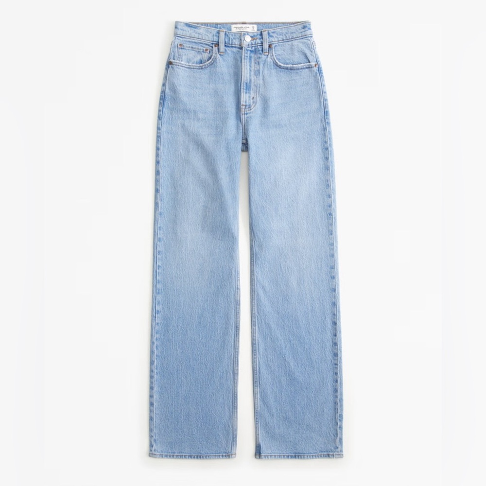Abercrombie & Fitch women Curve Love HighRise 90s Relaxed Jean- heart embroidery